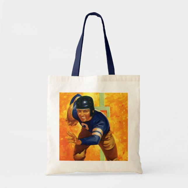 Vintage Sports Football Player Quarterback Running Tygkasse (Framsidan)