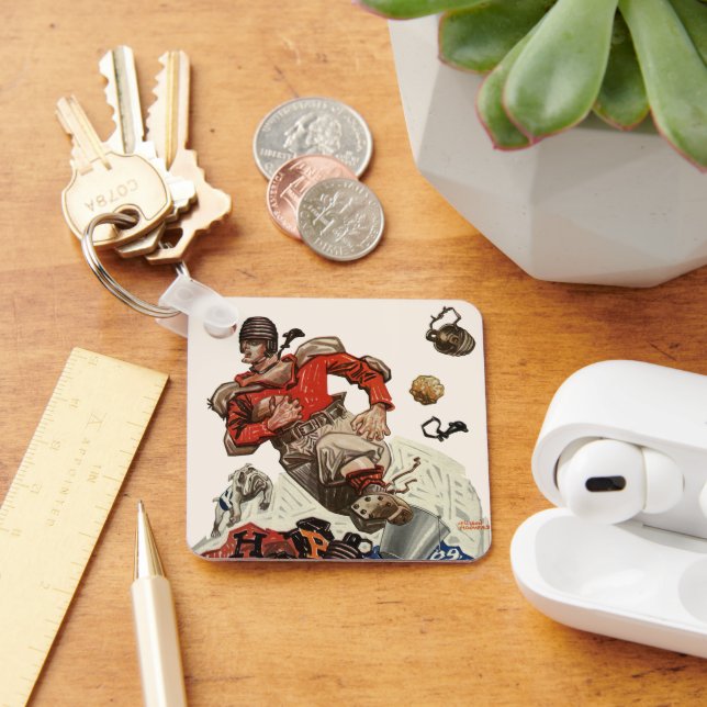 Vintage Sports Football Quarterback Player Running Nyckelring (Skrivbord)