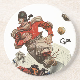 Vintage Sports Football Quarterback Player Running Underlägg