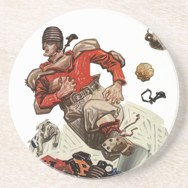 Vintage Sports Football Quarterback Player Running Underlägg (Framsidan)