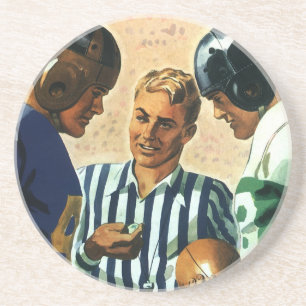 Vintage Sports, Football Referece Toss Underlägg Sandsten
