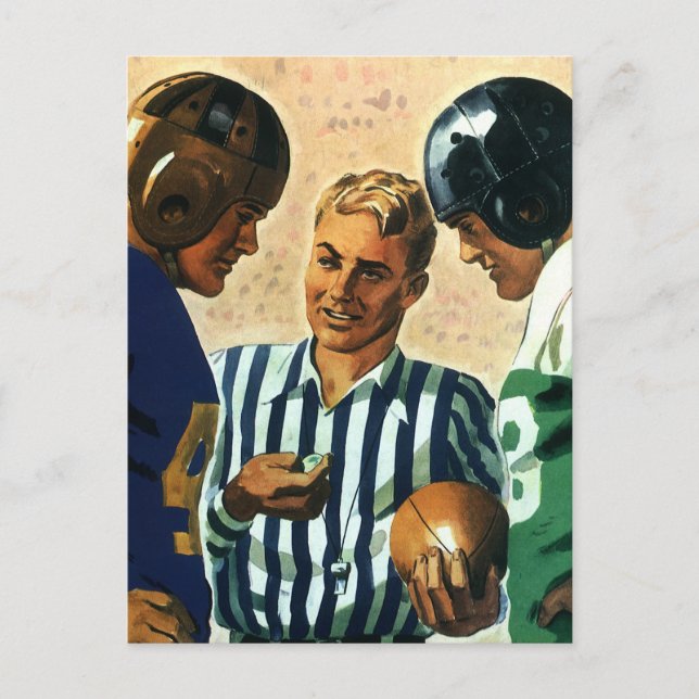 Vintage Sports, Football Referece Toss Vykort (Framsida)
