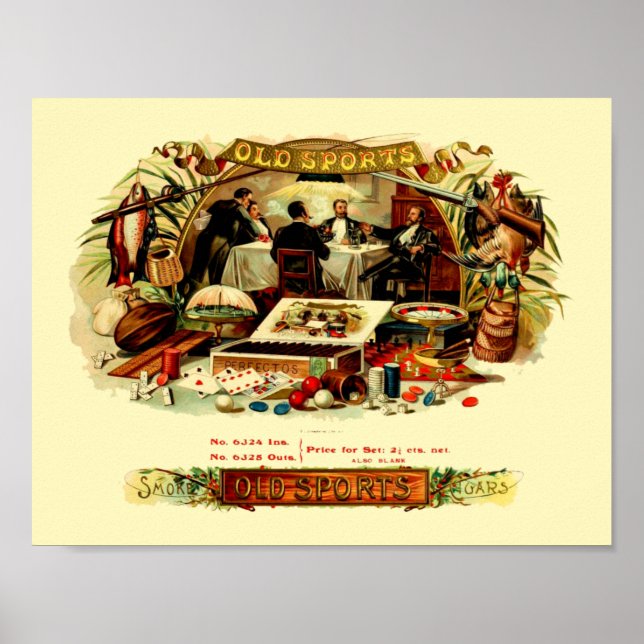 Vintage Sports & Gaming Cigar-etikett Poster (Framsidan)