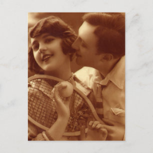Vintage Sports Tennis, Bröllop spara datum Meddelande Vykort