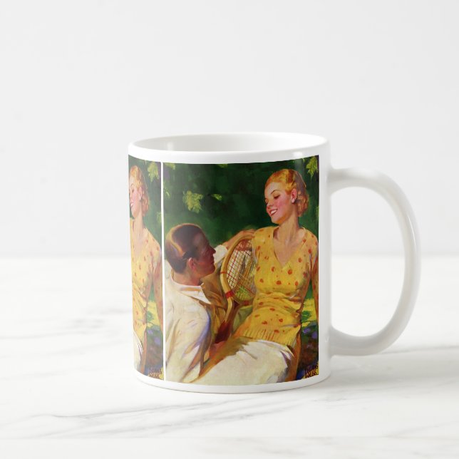 Vintage sportstennis, kärlek och romantik kaffemugg (Höger)