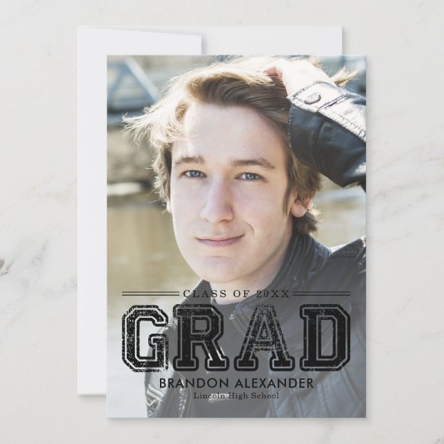 Vintage Sporty Editable Färg Studenten Inbjudningar (Framsida)