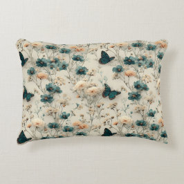 Vintage Spring Flowers and Butterflies Prydnadskudde