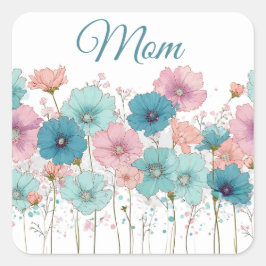 Vintage Spring Flowers for Mom Fyrkantigt Klistermärke