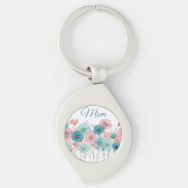 Vintage Spring Flowers for Mom Swirl Silverfärgad Nyckelring