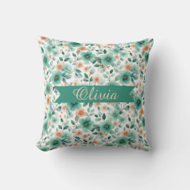 Vintage Spring Green Floral Personalized Kudde