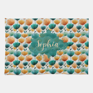 Vintage Spring Yellow and Green Floral Kökshandduk