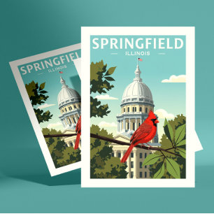 Vintage Springfield Illinois Vykort