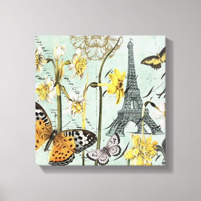 Vintage Springtime i Parisbänk canvas (Framsida)