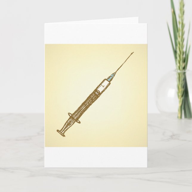 Vintage Spruta Medicinsk sjukvårdsketch Kort (Framsida)