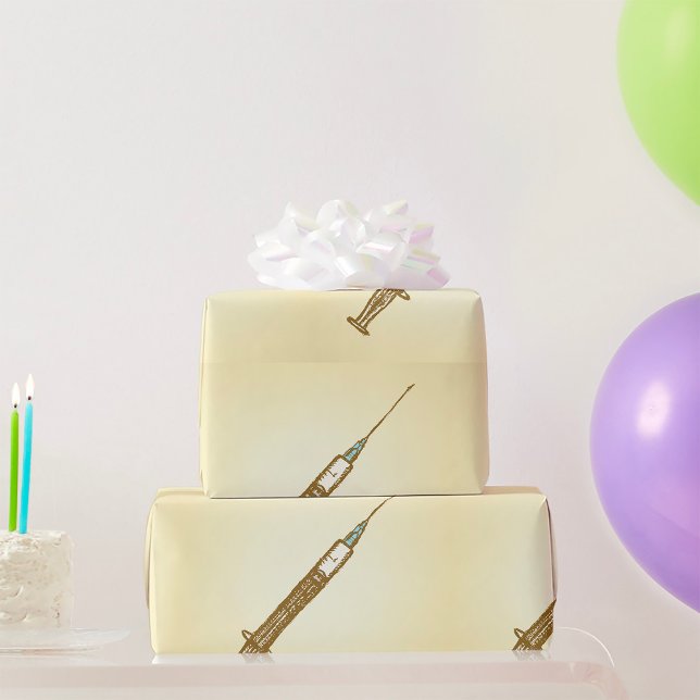 Vintage Spruta Medicinsk sjukvårdsketch Presentpapper (Skapare uppladdad)