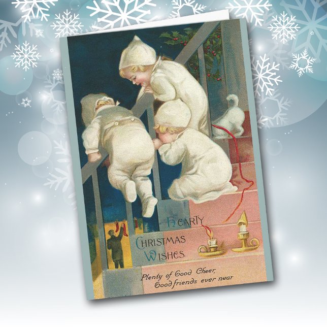 Vintage Spying Kids-julkort Helgkort (Skapare uppladdad)