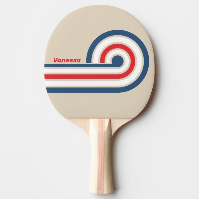 Vintage Squadron Curl-ränder med namn Pingisracket (Framsidan)