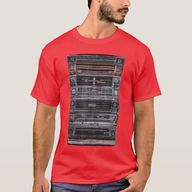 Vintage Square Body Truck T Shirt (Framsida)