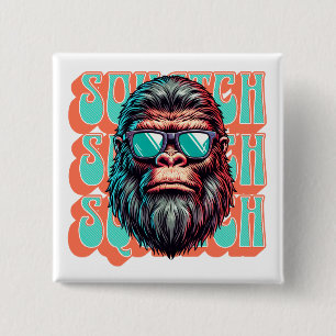 Vintage Squatch Retro Style Serietidnings Popkonst Knapp