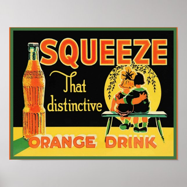 Vintage Squeeze Orange Soda Pop Poster (Framsidan)