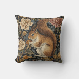 Vintage Squirrel and Flowers Pattern Kudde