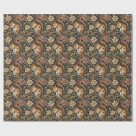 Vintage Squirrel and Flowers Pattern Presentpapper