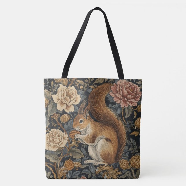 Vintage Squirrel and Flowers Pattern  Tygkasse (Framsida)
