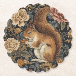 Vintage Squirrel and Flowers Pattern Underlägg Papper