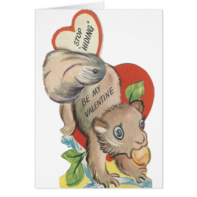 Vintage Squirrel Valentine Hälsningskort (Framsidan)