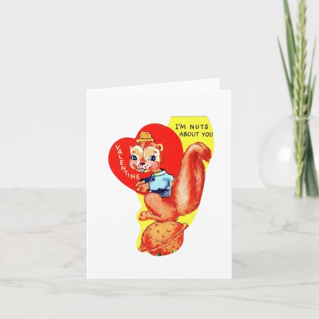 Vintage Squirrel Valentine Kort (Framsida)