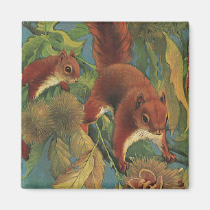 Vintage Squirrels, Forest Creatures, Vilda djur Magnet