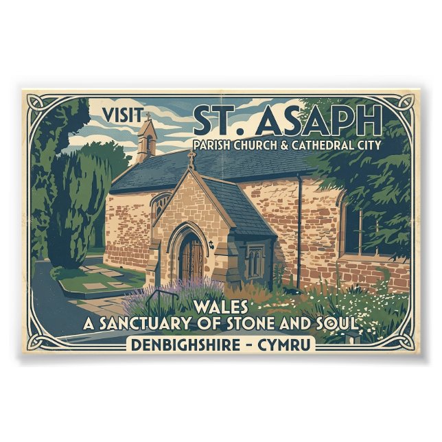 Vintage St Asaph Wales Resa Poster - Wales (Framsidan)