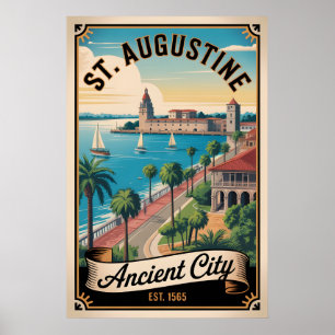 Vintage St. Augustine Florida Retro Resa Poster