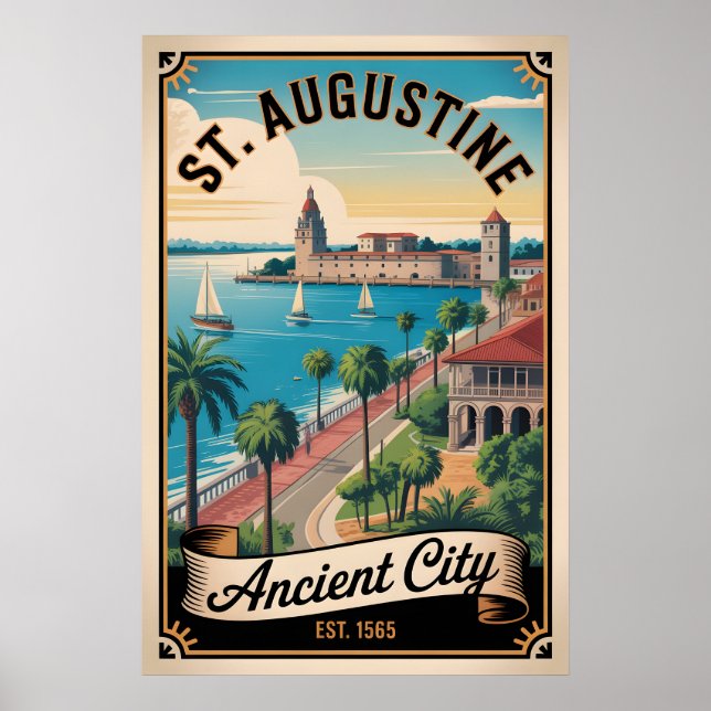 Vintage St. Augustine Florida Retro Resa Poster (Framsidan)