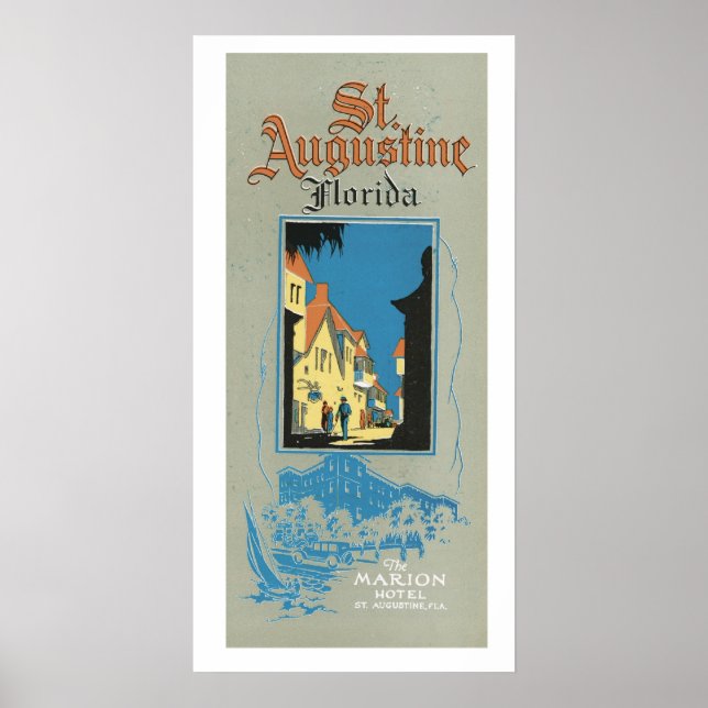 Vintage St. Augustine Florida Travel and Art Poste Poster (Framsidan)
