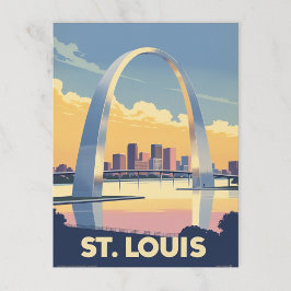 Vintage St. Louis Gateway Arch Cityscape Vykort