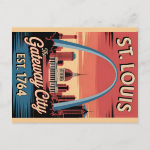 Vintage St. Louis Missouri Retro Resemålning Affis Vykort