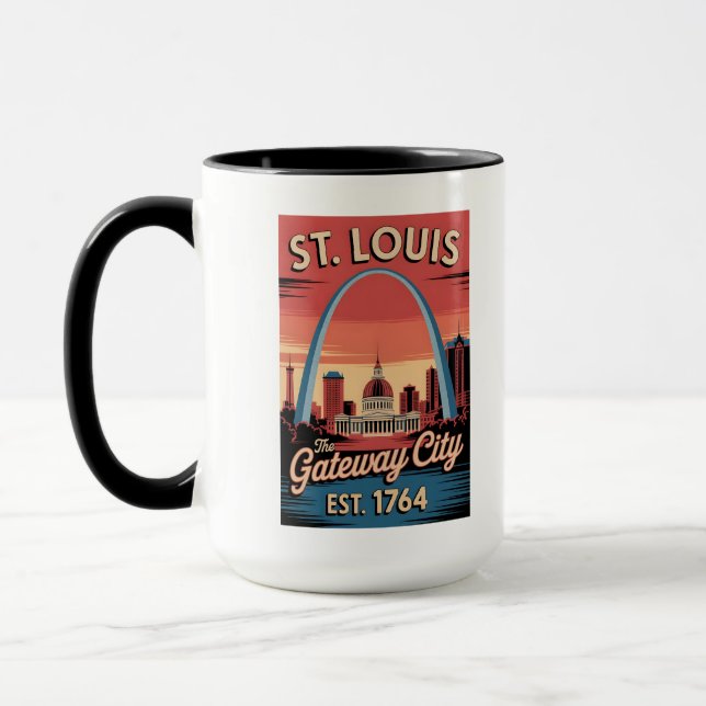 Vintage St. Louis Missouri Retro Reseposter Mugg (Vänster)