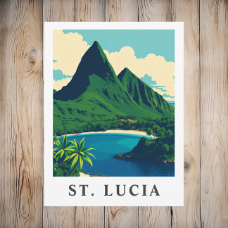 Vintage St. Lucia Karibisk Resa Vykort