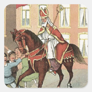 Vintage St Nicholas för Sinterklaas holländareSt Fyrkantigt Klistermärke