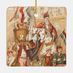 Vintage St Nicholas för Sinterklaas holländareSt Julgransprydnad Keramik