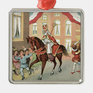 Vintage St Nicholas för Sinterklaas holländareSt Julgransprydnad Metall