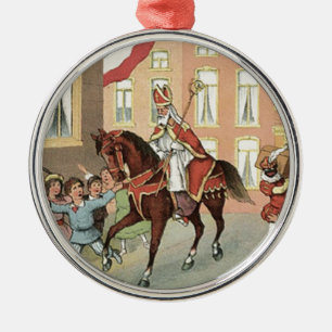 Vintage St Nicholas för Sinterklaas holländareSt. Julgransprydnad Metall
