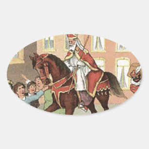 Vintage St Nicholas för Sinterklaas holländareSt. Ovalt Klistermärke