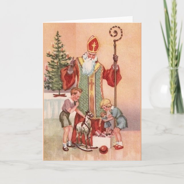 Vintage St. Nicholas Greeting Card Helgkort (Framsida)