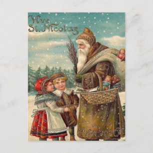 Vintage St. Nicolas Gift för barn Helgdag vykort