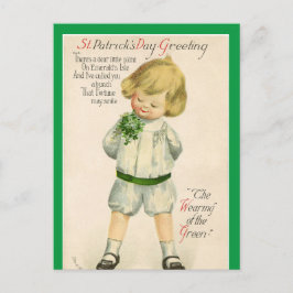 Vintage St Patrick hälsning, söt liten blond pojke Vykort