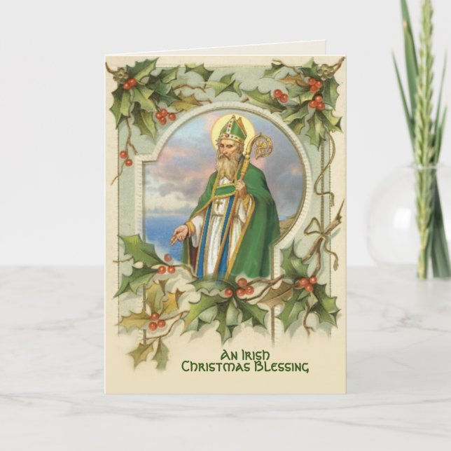 Vintage St. Patrick Irish jul Blessing Kort (Framsida)