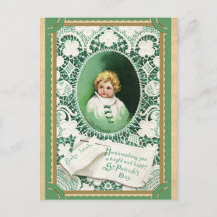 Vintage St patricks day Cute Irish Baby Vykort