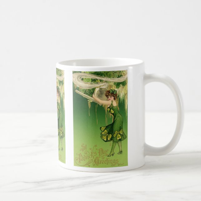 Vintage St. Patrick's Day, damrörök svävar Kaffemugg (Höger)